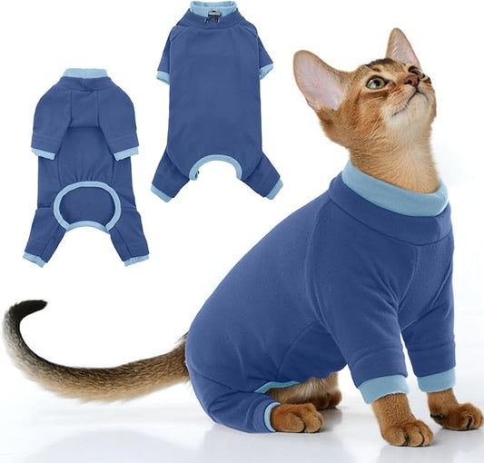 PUMYPOREITY Cat Hair Sticky Shirt – Breathable & Lightweight, Reduces Shedding Fur Pajamas, Prevents Licking Wounds After Surgery, Blue, M