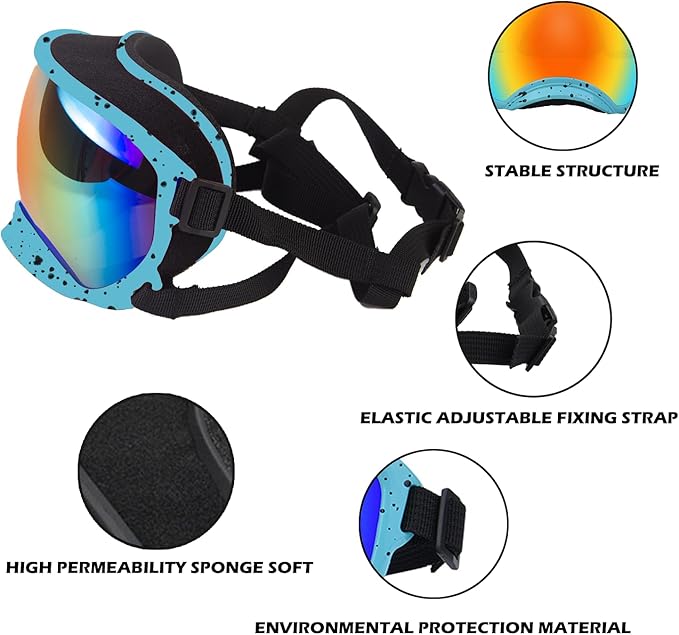 Medium Dog Sunglasses with Adjustable Strap UV Protection, Winproof Dog Puppy Sunglasses, Suitable for Medium Dog Pet Glasses, Dogs Eyes Protection,Soft Dog Goggles