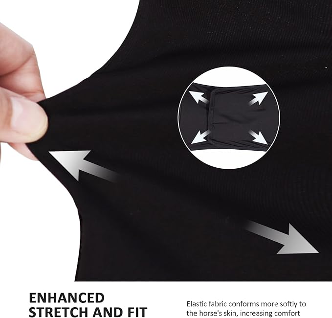 Horse Fly Mask Large Space Breathable UV Protection Equine Mask with Reflective Features on Ears Mars Black M