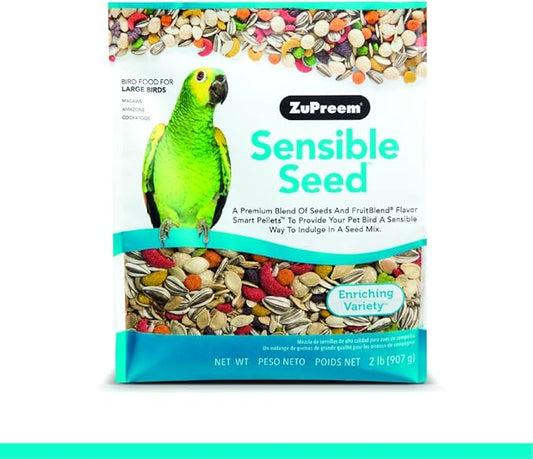 ZuPreem Sensible Seed Bird Food, Amazon, Cockatoo, Macaw, Bird Seed and Pellets Blend, ZuPreem Feed Mixer Topper, Enriching Variety, Made in USA, Macaw Food, (Large, 2 lb bag)