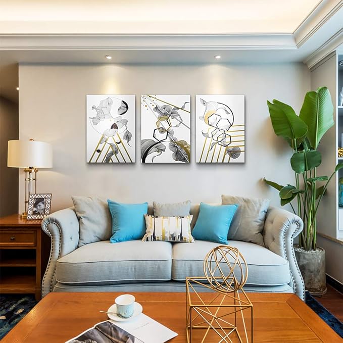 modern Abstract painting Canvas Wall Art for Living Room Wall Artworks Bedroom Decoration, 3 piece Framed office kitchen bathroom Wall decor inspirational Black and white abstract posters Home Decor