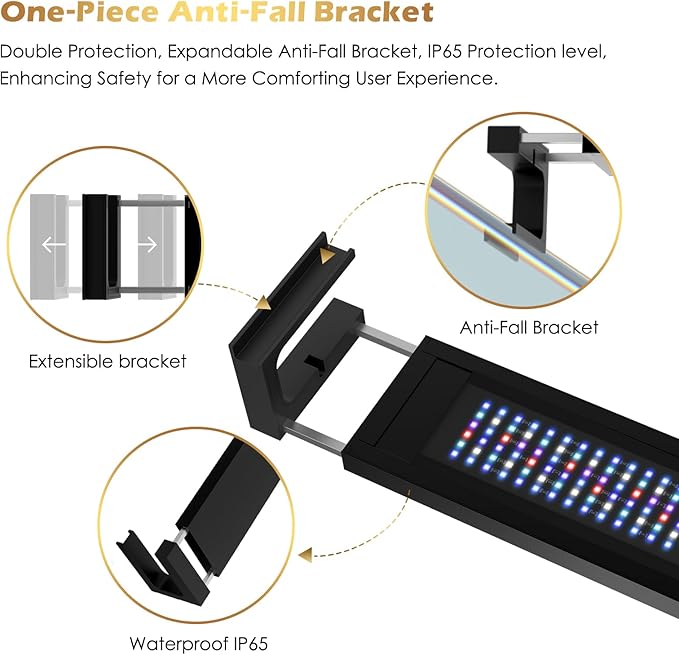 GLOWRIUM Saltwater Aquarium Light, Smart Reef Coral Fish Tank Light with Bluetooth + WiFi Dual Control App, DIY Spectrum, Brightness Adjustable, Anti-Drop, Real Time Water Temperature Sensor(30-36 in)