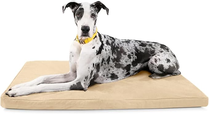 K9 Ballistics Tough Ripstop Orthopedic Dog Crate Bed - Durable Pad with Washable Cover, for Wire Crates, Tie-Downs Included, Size: XX-Large 53"x36", Sandstone