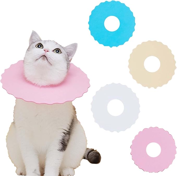 4Pcs Soft Cat Cone, Collar for Cats to Stop Licking, Lightweight, Disposable & Hygienic with Weekly Throwing Design, Multiple Wearing Methods (S/M/L)