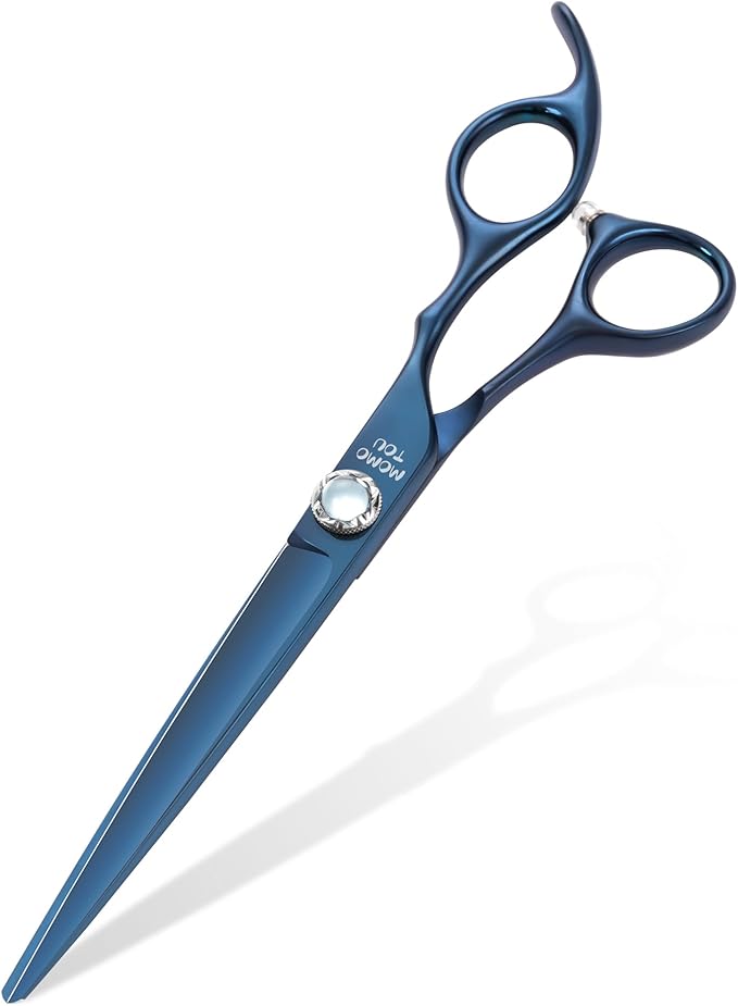 7 inch Matte Blue Straight Dog Grooming Scissors Professional 440C Stainless Steel Dog Shears Smooth Cutting Comfortable Grip and Easy to Use for Groomers and Home Use