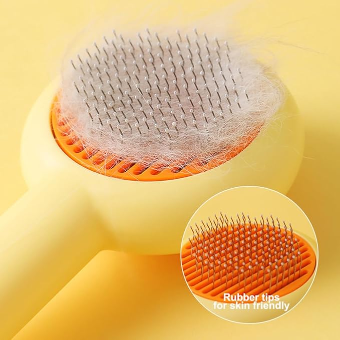 Cat Brush for Short or Long Haired Cats Dogs Rabbits, Cute Dog Brush with Release Button for Massage and Removes Loose Fur