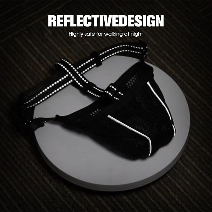 Dog Muzzle, Mesh Soft Muzzle for Small Medium Large Sized Dogs, Breathable Adjustable Puppy Muzzles for Scavenging Biting Licking and Chewing, Allows Panting and Drinking (Reflective Mesh, M)