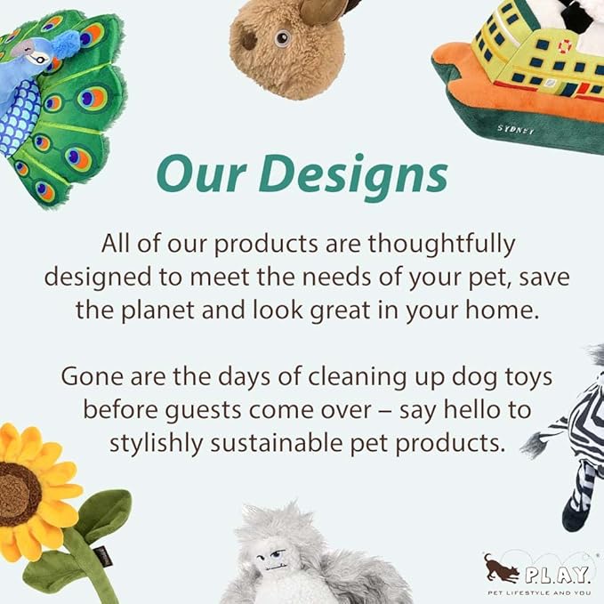 P.L.A.Y. Cute Plush Cat Toys - Feline Frenzy Animal Critter Themed Catnip Filled Toy, Great for Adult Cats and Kittens - Machine Washable, Recycled Materials, Crinkles, Rope Knots (Frisky Furball)