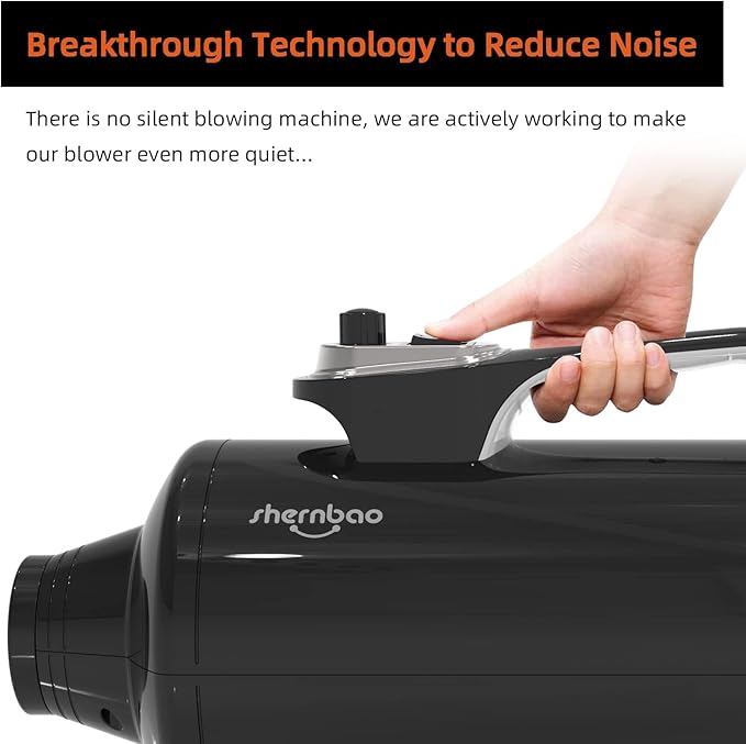 shernbao Dog Dryer High Velocity Professional Dog Pet Grooming Hair Drying Force Dryer Blower 6.0HP (DHD-2400T) (6.0HP, Jet Black)