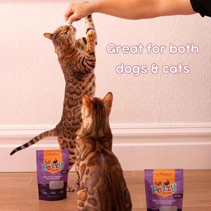 Silver Carp Chips Dog & Cat Treats | Single Ingredient | Wild Caught | Made w/Invasive Fish | Grain Free | High Protein + Low Fat | Hypoallergenic | Made in The USA (2 Pack)