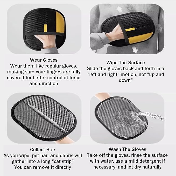 Morphcontainerpet Pet Hair Removal Gloves - Electrostatic Reusable for Cats & Dogs, Furniture, Carpet, Car Seats (1.2 oz) (2pcs)