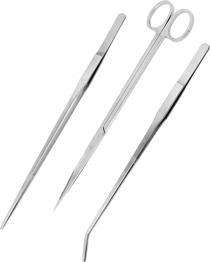 Mandala Crafts Stainless Steel Aquascaping Tools Kit – Aquarium Plant Tools with Tweezers and Scissors for Fish Tanks, Hospital Tanks, Goldfish Bowls, Aquariums, and Terrariums