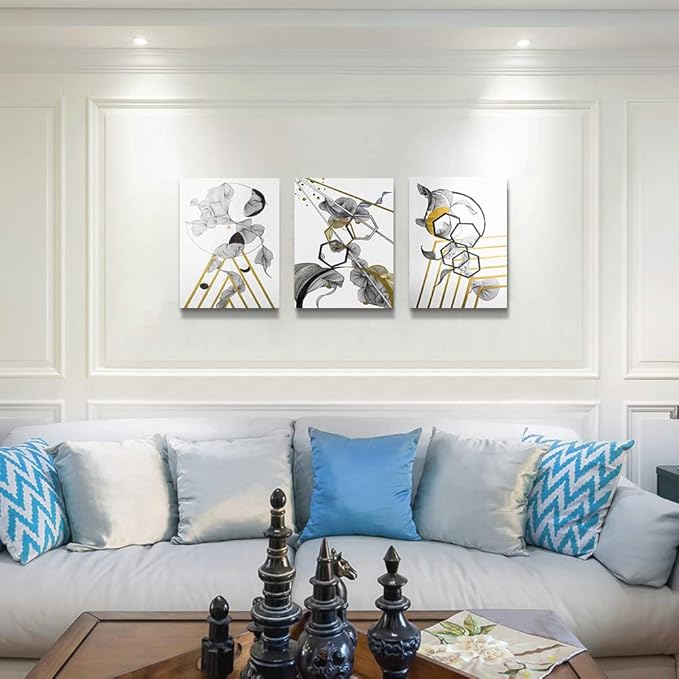 modern Abstract painting Canvas Wall Art for Living Room Wall Artworks Bedroom Decoration, 3 piece Framed office kitchen bathroom Wall decor inspirational Black and white abstract posters Home Decor