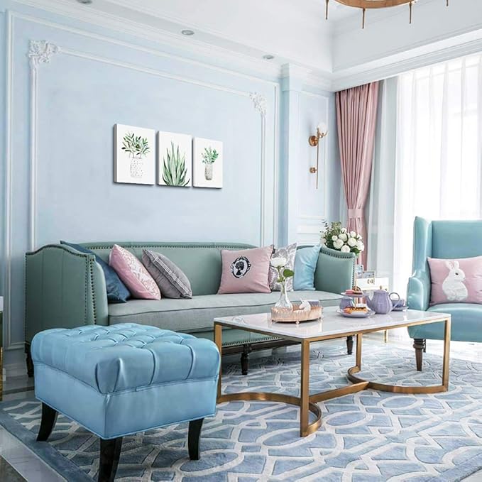 Farmhouse Wall Art Painting For Dining Room Bathroom Abstract Canvas Art Family Wall Decor For Bedroom Kitchen Wall Decoration Living Room Decor Green Leaf Pictures Artwork For Home Walls 3 Piece