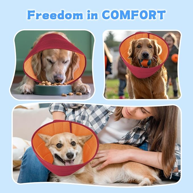 Soft Dog Cone Recovery Collars & Cones After Surgery for Medium Large Dogs, Comfy Ecollars to Stop Licking, Adjustable, Dog Ecollars for Recovery Plastic: Superior Support Fabric: Soft Comfort, XL