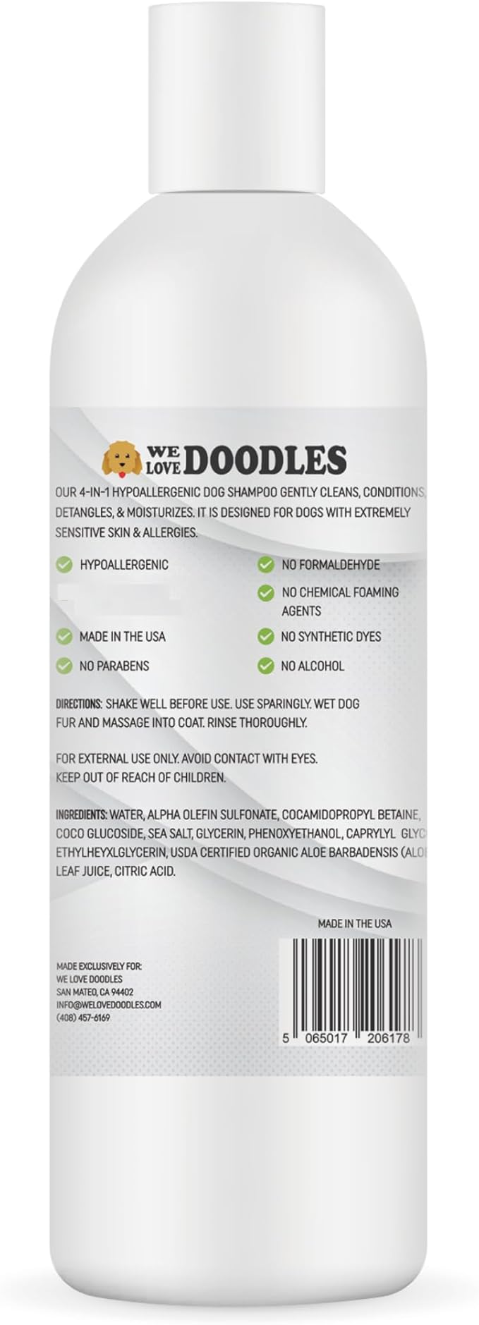 Hypoallergenic Dog Shampoo, Conditioner, and Detangler | Made in USA | Eco-Friendly Ingredients | Shampoo for Dogs with Sensitive Skin & Allergies | 16 OZ [We Love Doodles]