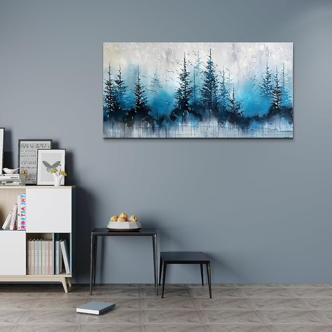 hyidecorart Framed Wall Art For Living Room Wall Decor For Office Misty Forest Trees Pictures Scenery Abstract Wall Painting Artwork Bedroom Decoration Canvas Prints Art Home Room Posters Hang Easy