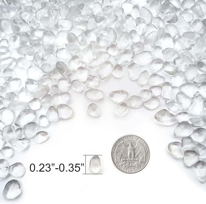 Keedolla Aquarium Clear Glass Stones Pebbles for Fish Tank, 0.93LB Fish Tank Marbles Beads Gems Gravel Rocks for Aquarium, Vase Fillers, Succulent Plants Decor