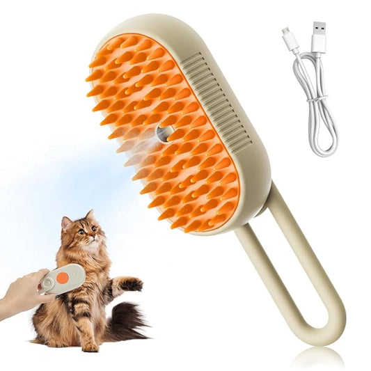 Cat Steam Brush for Shedding - 2025 New Grooming With Steam, Rechargeable Pet Brush for Dogs and Cat,Anti-Static,Massage, Cleaning, Shedding & Combing All In One
