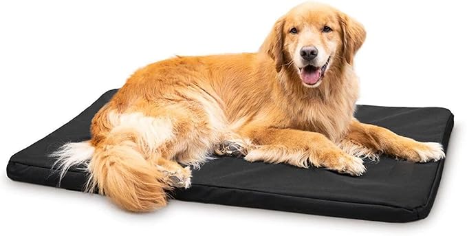 K9 Ballistics Tough Ripstop Orthopedic Dog Crate Bed - Durable Pad with Washable Cover, for Wire Crates, Tie-Downs Included, Size: Large 41"x27", Obsidian Black