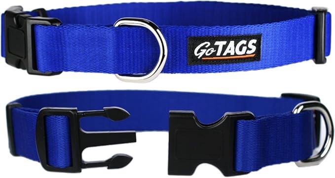 GoTags Dog Collars, Durable Solid Nylon Dog Collars in 5 Color Options and 4 Adjustable Sizes for Puppy and Dogs Extra Small, Small, Medium or Large