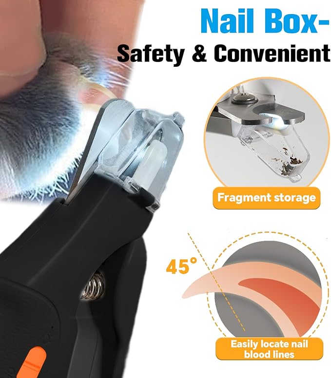 2 in 1 Dog Nail Clippers & Cat Nail Clippers Trimmers for Large Medium Small Dogs Cats Claw Trimmer Quick Sensor and Safety Guard USB Rechargeable Dogs Nail Trimmer with Catcher & 2 LED Lights
