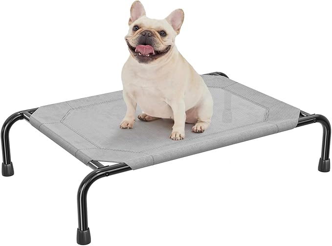 Simple Trending Raised Dog Bed for Small Dogs, Waterproof Elevated Dog Cot, Outdoor Cooling Pet Bed, 36.5" x 22.5", Grey
