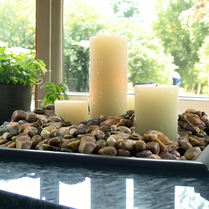 HappyFiller Decorative Natural Pebbles Polished Rocks Stones Mixed Color for Aquarium Gravel,Fish Turtle Tank,Outdoor Indoor Plants Top Dressing,Garden Landscaping,Home Vase Filler Decoration,2 LB