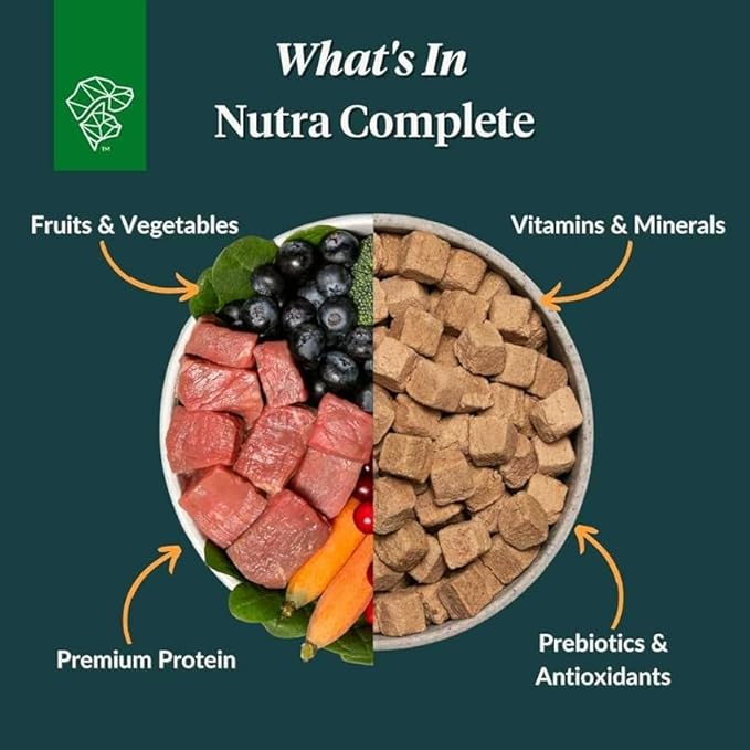 ULTIMATE PET NUTRITION Nutra Complete Freeze Dried Raw Dog Food, Veterinarian Formulated with Antioxidants, Prebiotics & Amino Acids (5 Ounce, Chicken)