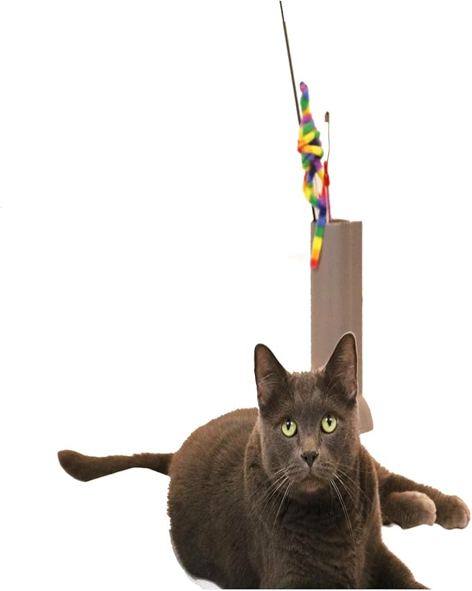 Cat Teaser Wand Holder. Keep Cats Safe with This Unique Cat Toy Storage Solution. Organize Feather Cat Wand Toys. Patent Pending (Gray)