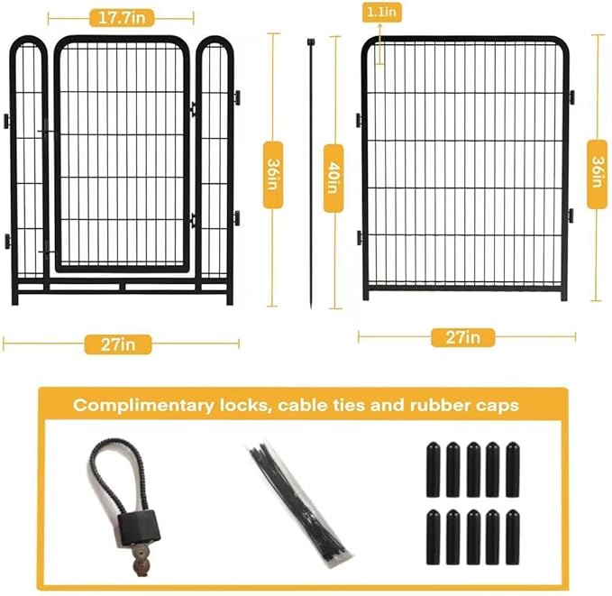 Dog Playpen 36 Inch 14 Panels, Dog Play Pen Indoors, Garden Fence for Yard, Total 31 Ft(l) Black Dog Pen Wide Door Low Threshold, Be Suitable for Camping Garden Yard