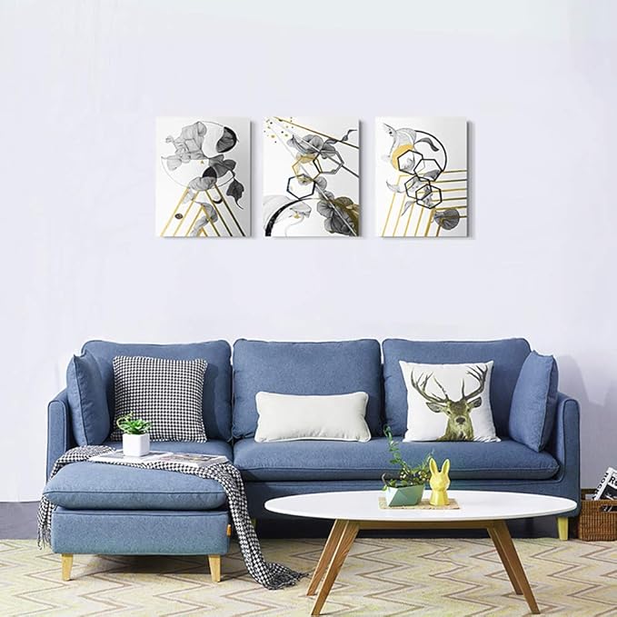 modern Abstract painting Canvas Wall Art for Living Room Wall Artworks Bedroom Decoration, 3 piece Framed office kitchen bathroom Wall decor inspirational Black and white abstract posters Home Decor