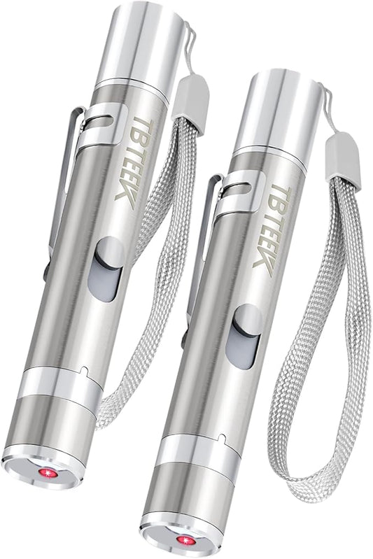 TBTeek Cat Toy, USB Rechargeable Interactive Kitten Toy, 7 Light Modes & Adjustable Patterns, Portable Pet Cat Mouse Toy for Fun Chase Play Exercise (2 Pack)