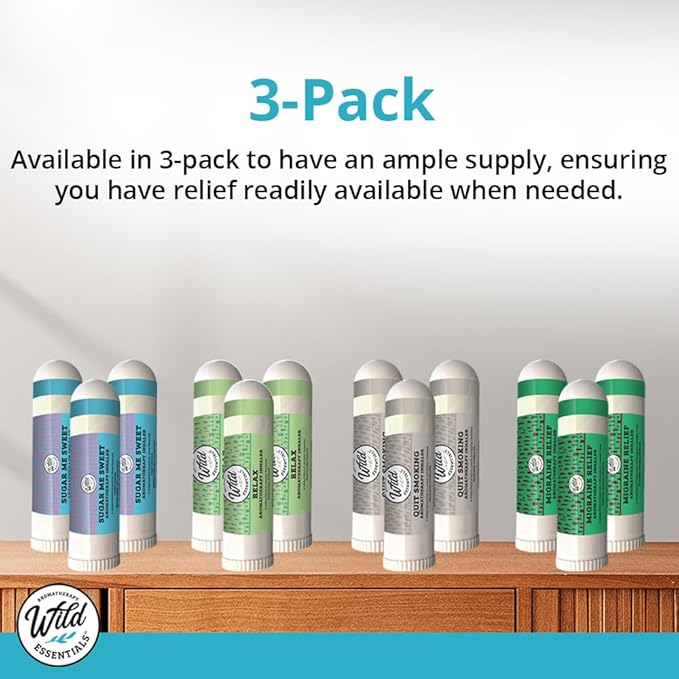 Wild Essentials 3 Pack of Appetite Craving Control Aromatherapy Nasal Inhalers Made with Therapeutic Grade Essential Oils to Help Keep The Hunger Cravings Away