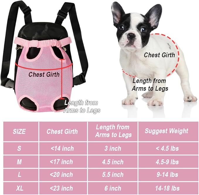 FEimaX Dog Carrier Backpack Pet Legs Out Front Cat Travel Bag, Adjustable Puppy Backpacks Carriers Hands-Free for Small Medium Dogs Cats Hiking Traveling Camping Daily Walking (X-Large, Pink)
