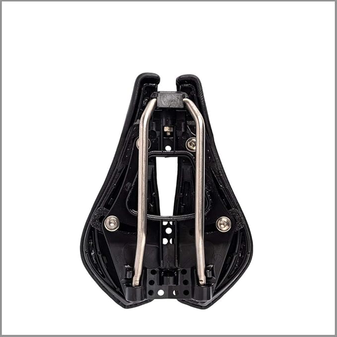 SRT Super Short Noseless Pain-Free Adjustable Bicycle Saddle Black with Titanium Rails Custom Fit Comfort, one Size