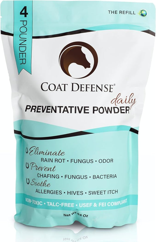 COAT DEFENSE Daily Grooming Powder for Horses | Dry Shampoo with Natural Ingredients | 64 oz Formula for Fresh, Healthy-Looking Coat