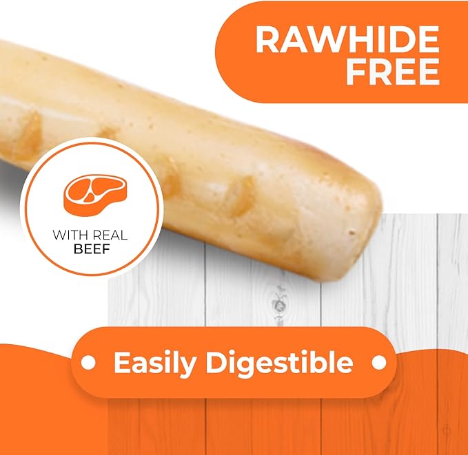 Canine Naturals Beef Chew - Rawhide Free Dog Treats - Made with Real Beef - Poultry Free Recipe - All-Natural and Easily Digestible - 5 Pack of 7 Inch Large Rolls for Dogs 50-75lb