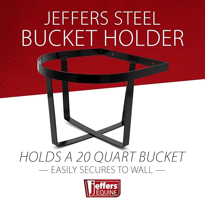 Jeffers Classic Steel Bucket Holder – Heavy Duty Safe Hook for 20 Quarts Buckets, Water or Feed – Mounts on Barn, Stable, Fence – Pet, Farm, Horse, Livestock Use – Top Organizer Gift