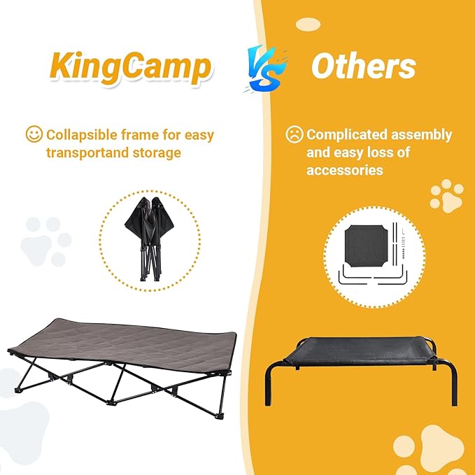 KingCamp Elevated Dog Bed for XL Dogs, Outdoor Raised Cooling Pet Cot Bed with Washable Breathable Mesh & No-Slip Feet Perfect for Camping, Backyard, Indoor Use (X-Large, Black)