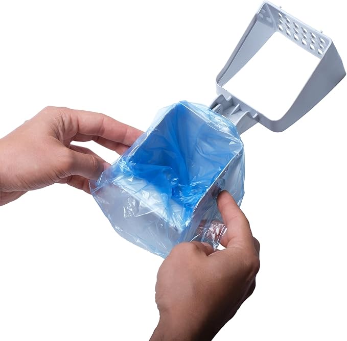 PURRFECT POUCH Cat Litter Shovel with Built-in Scooper & Holder | Kitty Pooper Scooper & Sifter | Includes 1 Roll of Litter Scoop Bags