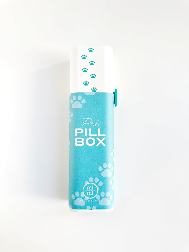 Pet Pill Box Organizer, 7-Day Medicine Container with Paw Print Design, White and Aqua. Pill Container for Vitamin Management, Daily Pill Holder for Dogs and Cats