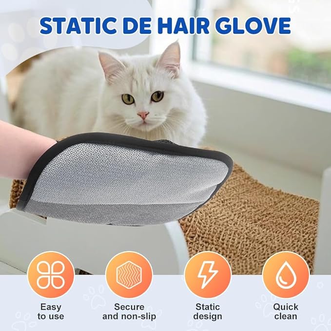 Pet Hair Remover Glove, 2 Pcs New Upgrade Efficient Grooming Gloves for Pet Hair, Reusable Dog Cat Hair Grooming Removal Tool for Couch Car Seat