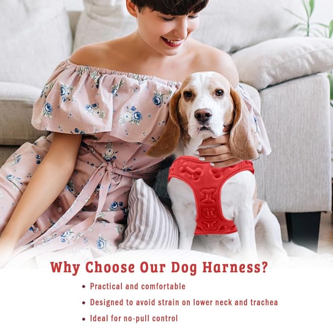 Comfort Fit Dog Harness No Pull No Escape Harness Adjustable Buckles Soft Padded Reflective Choke Step in Dog Vest with Easy Control Handle for Small Medium Large Dogs & Puppies