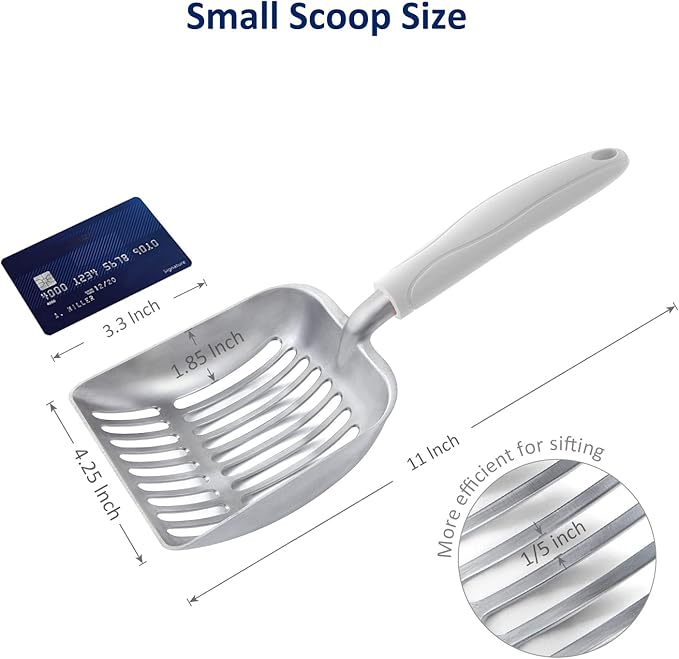 WePet Cat Litter Scoop, Aluminum Alloy Sifter, Kitty Metal Scooper, Deep Shovel, Long Handle, Poop Sifting, Kitten Pooper Lifter, Durable, Heavy Duty, for Litter Box