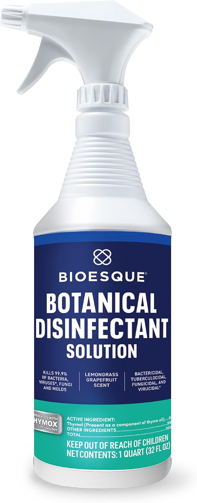 Bioesque Botanical Disinfectant Solution, Heavy Duty Broad-Spectrum Disinfectant, Kills 99.9% of Bacteria, Viruses*, Fungi, & Molds, 32 Fluid Ounce (Pack of 12)