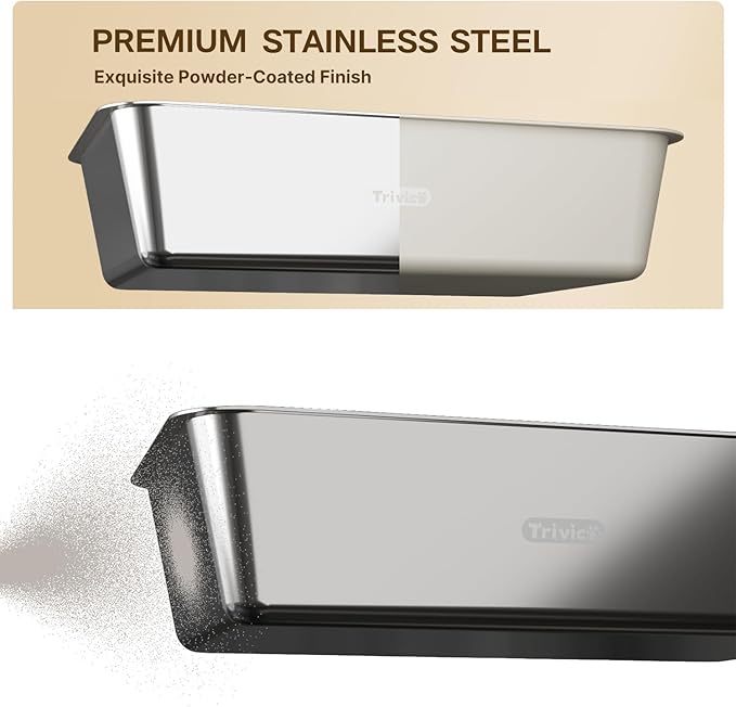 Stainless Steel Cat Litter Box with Lid, XX-Large Extra Large Litter Boxes for Large Cats,Enclosed Removable Metal Kitty Litter Box with High Sided,Magnetic Door,40L Box, Litter Trap Step/Mat