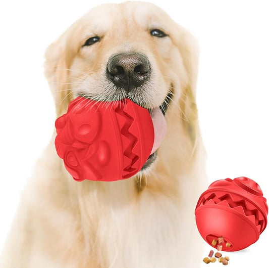Rubber Treat Dispensing Dog Toys, Indestructible Dog Ball for Aggressive Chewers, Interactive Treat Toy for Boredom to Keep Them Busy, Large Aggressive Chew Dispensing Ball