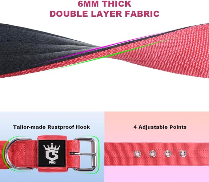 TSPRO Tactical Dog Collar 1.5 Inch Wide Thick Dog Collars with Heavy Duty Metal Buckle, Durable, Strong, Adjustable for Medium to Large Dogs (Pink M)