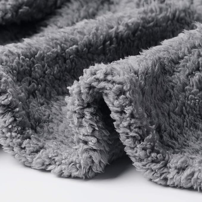 1 Pack 3 Calming Blankets Fluffy Premium Fleece Pet Blanket Soft Sherpa Throw for Dog Puppy Cat Grey Medium (30“x20'')